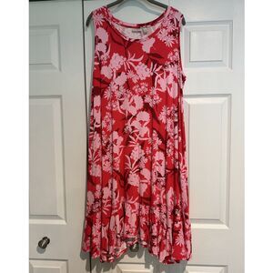 LOGO Lori Goldstein Pink Floral Print Sleeveless Dress